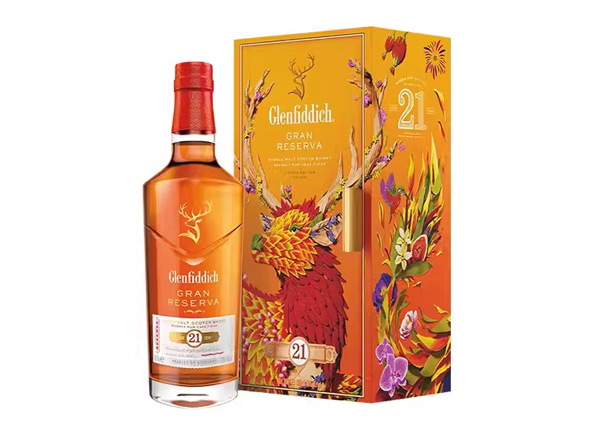 涪陵回收格兰菲迪21年700ml福鹿生花新年装福鹿呈祥新春礼盒装Glenfiddich苏格兰威士忌行情价格
